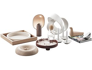 006 Living contemporary nature accessories decor set 3D model