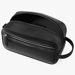 Leather Cosmetic Bag Open 3D