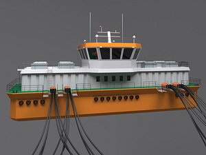 3D model salmon barge ship