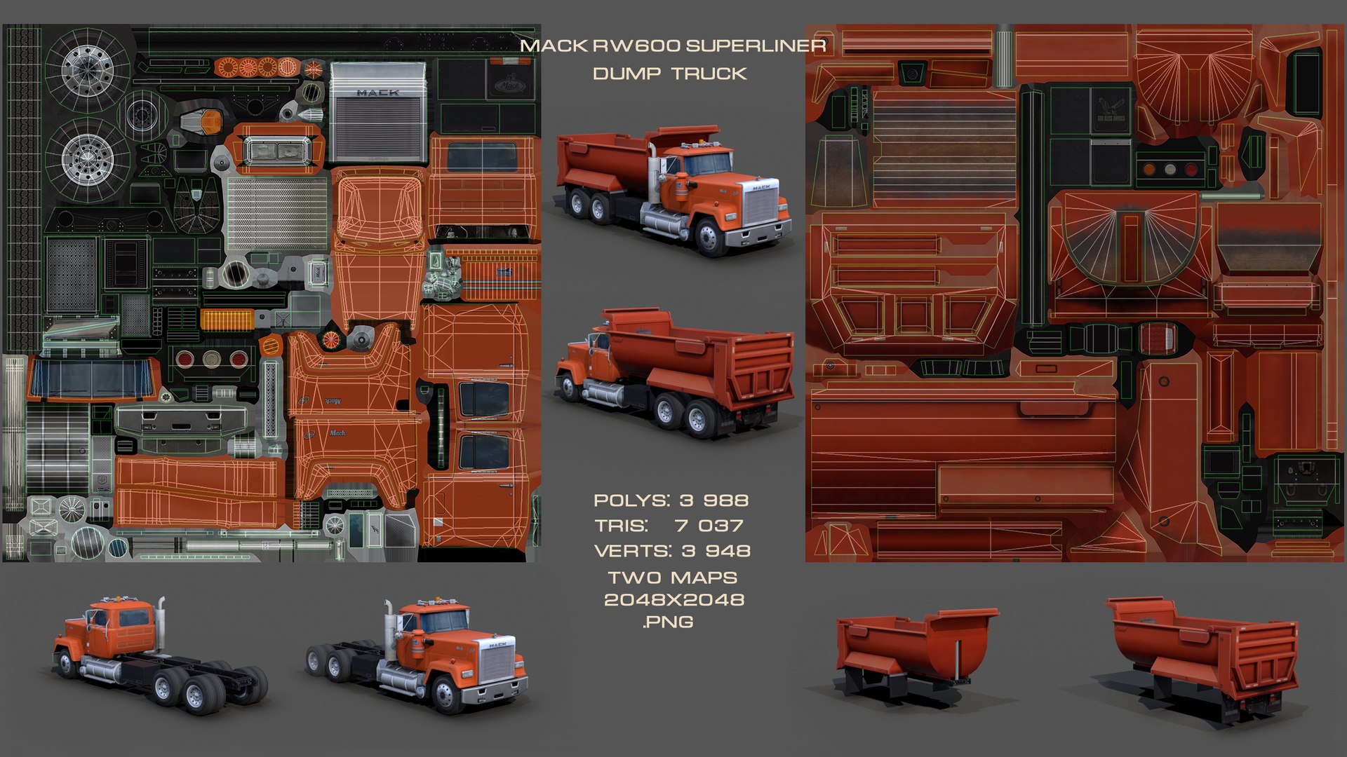 3D Mack RW600 Superliner Dump Truck S08 1988 - TurboSquid 1868570