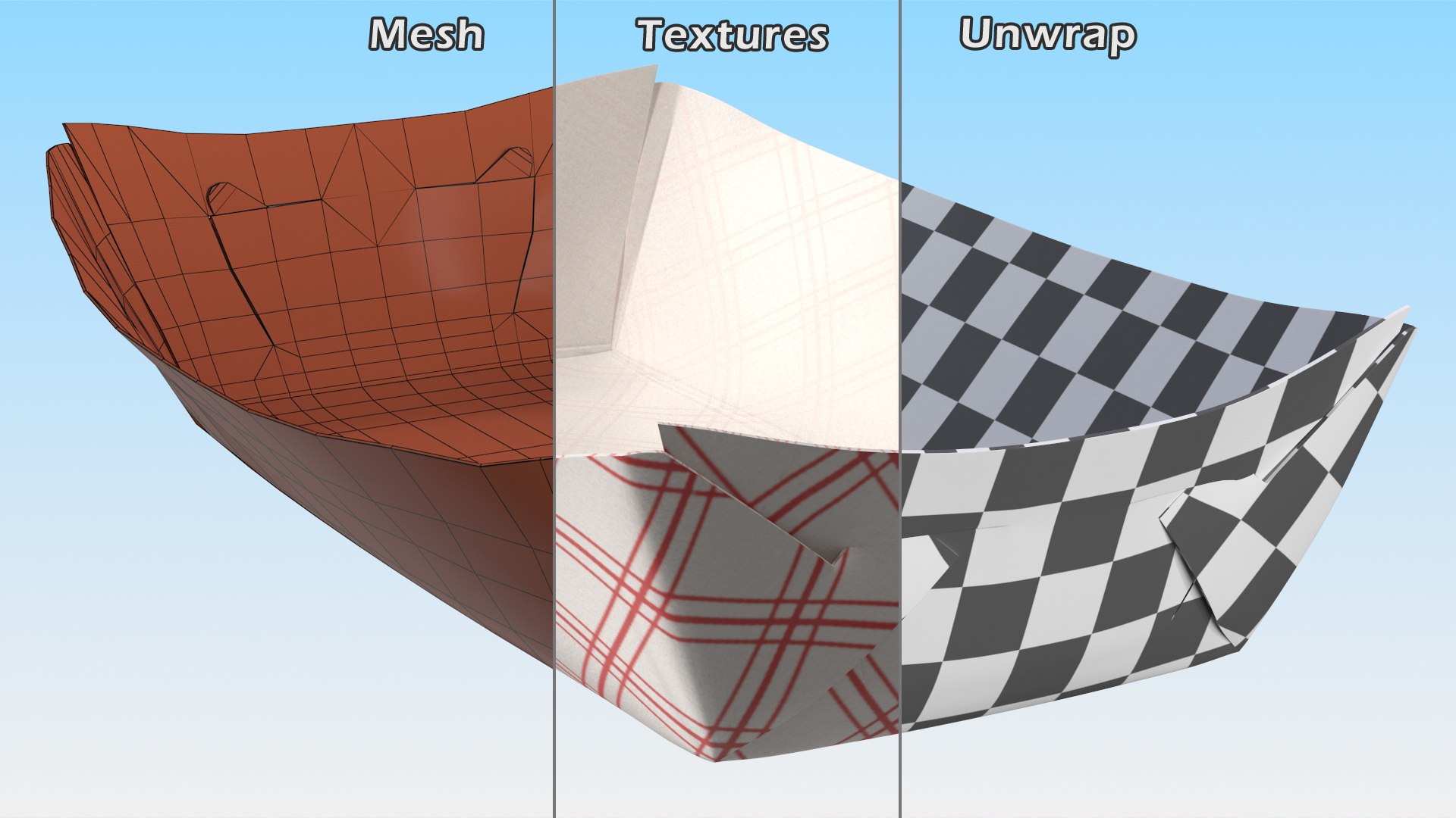 3D Paper Food Boat Red Checker - TurboSquid 1813313