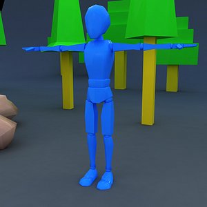 skinny rag doll character 3D model