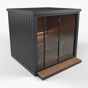 Modern Garden Sauna Cabin Glass Front Oak Interior