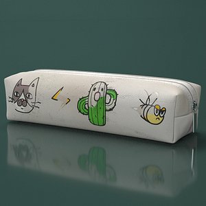 Used Dirty Kids Textile Pencil Case with Pattern Closed 3D model