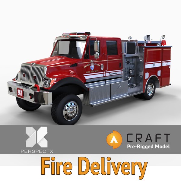 Fire Engine Pre-Rigged para Ferramentas de Direção Modelo 3D ...