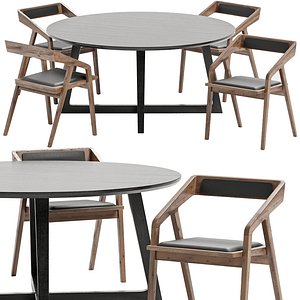 3D KATAKANA CHAIR AND BENT SILLA DINING TABLE model