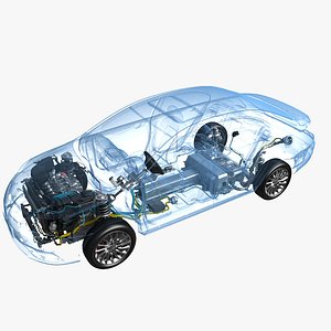 3D hybrid electric car chassis