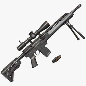 Sniper Rifle 06 Black Generic All PBR Unity UE Textures model