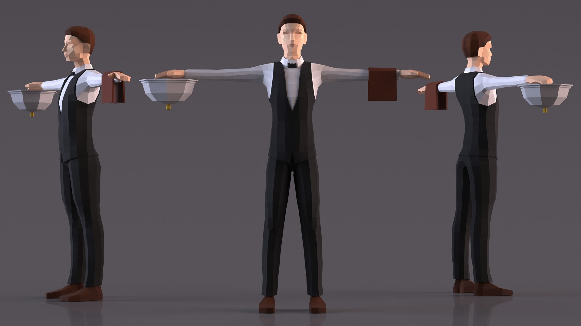 3D Low Poly Waiter - TurboSquid 2183310