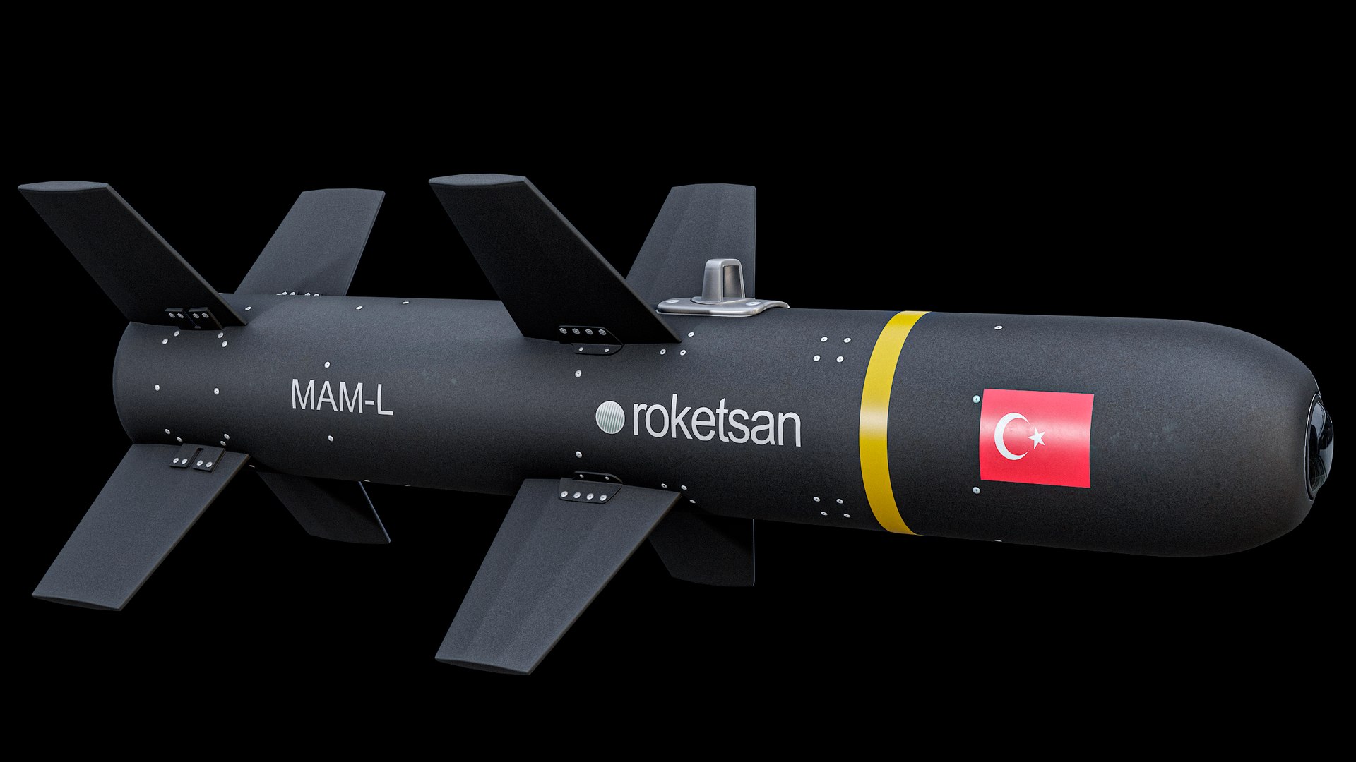 Roketsan MAM-L Smart Micro Munition Black PBR 3D model https://p.turbosquid.com/ts-thumb/Dm/JtO7MF/6H/r_maml_b_004/png/1771684919/1920x1080/fit_q87/26bdc59a4eb65274550a54bc63d0e9d2a139563f/r_maml_b_004.jpg