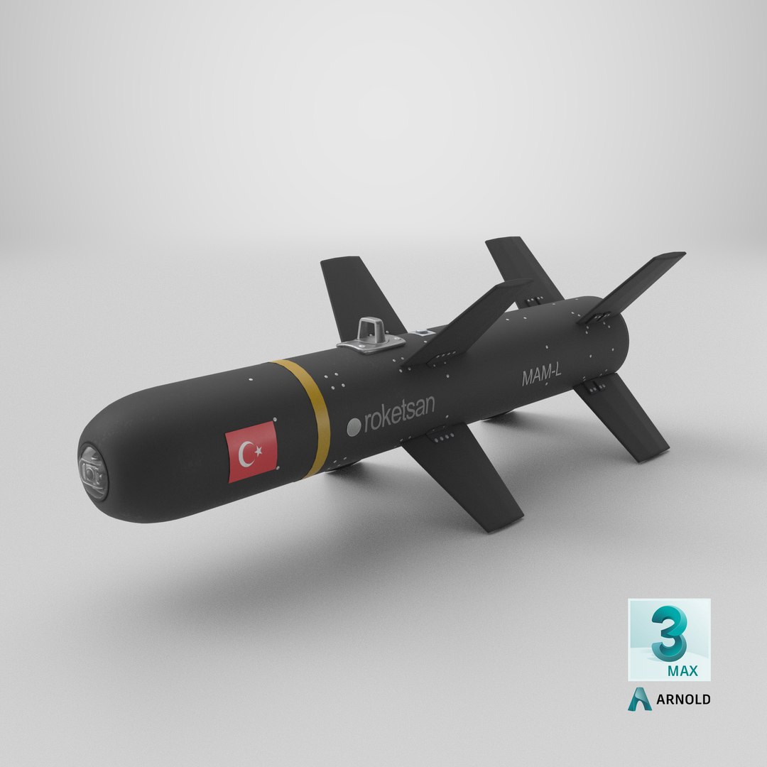 Roketsan MAM-L Smart Micro Munition Black PBR 3D model https://p.turbosquid.com/ts-thumb/Dm/JtO7MF/6g/stemcell_max_arnold_render/png/1772644074/1920x1080/fit_q87/1ee2344b0e1abc436857989fea6c8fbac90d6af4/stemcell_max_arnold_render.jpg