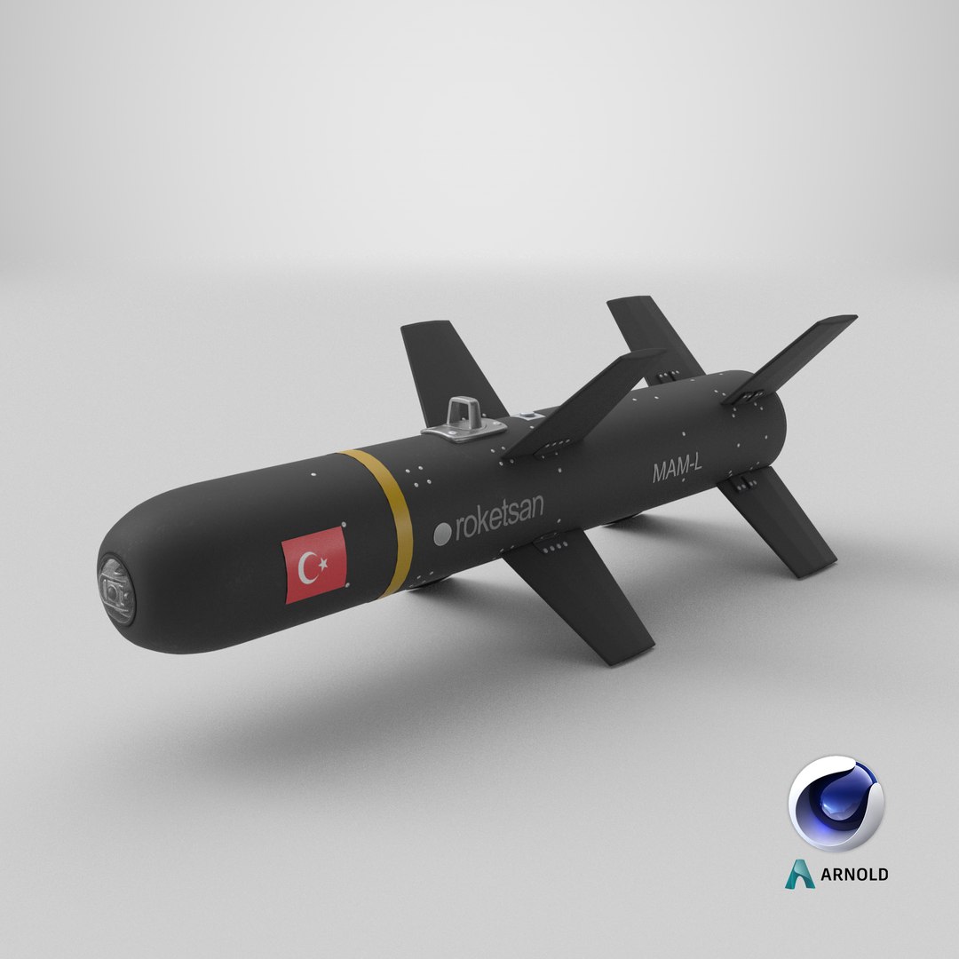 Roketsan MAM-L Smart Micro Munition Black PBR 3D model https://p.turbosquid.com/ts-thumb/Dm/JtO7MF/9t/stemcell_cinema_4d_arnold_render/png/1772644069/1920x1080/fit_q87/95ab797ba6c59049b4d5a6353d8dfbadd7f42b65/stemcell_cinema_4d_arnold_render.jpg