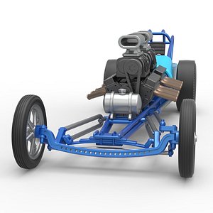 Front engine old school dragster with 2 V8 Version 2 Scale 1 to 25 3D model
