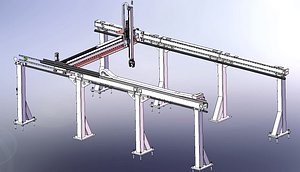 3 Axis Gantry Robot  XYZ Cartesian Linear Stage for CNC Loading Unloading 3D CAD Model