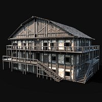 TAVERN INN ENTERABLE MEDIEVAL HOUSE HUT FARM COTTAGE WOODEN AAA