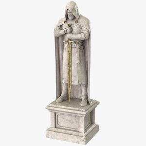 Knight Statue Polished Marble - Gold - PBR