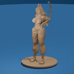 Curvy Cat Girl Anthro 3D Printable STL