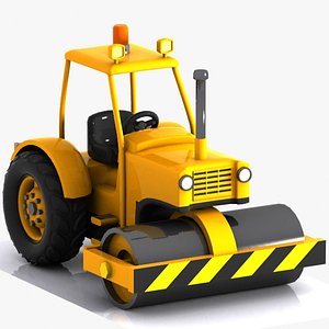 3d cartoon road roller