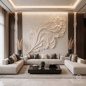 3D model Modern Flower Plaster Decor Bas Relief Mural STL CNC 76