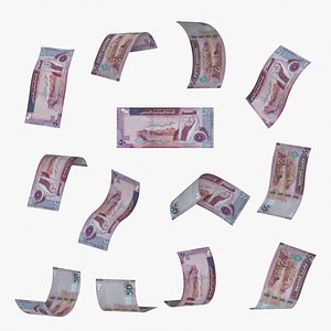 Jordan 50 Dinars Falling Notes 3D model