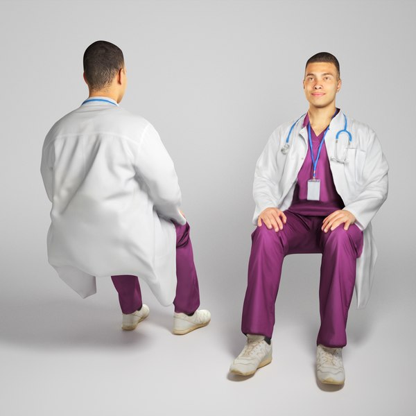 3D young uniform doctor