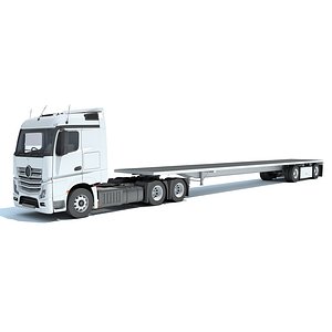 Truck with Flatbed Trailer 3D model