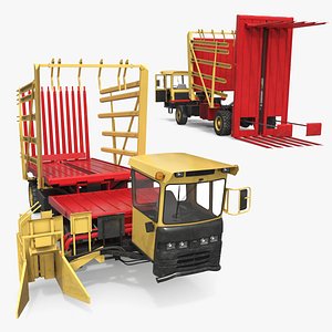 3D Hay Bale Wagon Agricultural Vehicle Rigged model