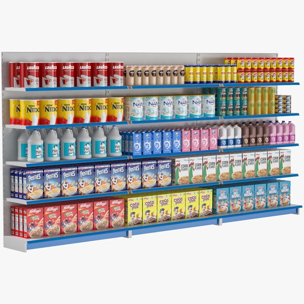 supermarket shelves grocery 3D model