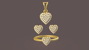 Heart Pendant Set - 0069 3D model