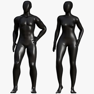 Rigged Mannequin Male and Female Black PBR