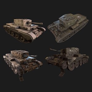 Cromwell PBR Unity Game Ready tank model Low-poly 3D model