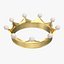 3D gold crown pearls model