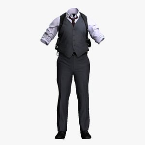 Detective Suit Outfit - Game Ready Realistic Clothing 3D model
