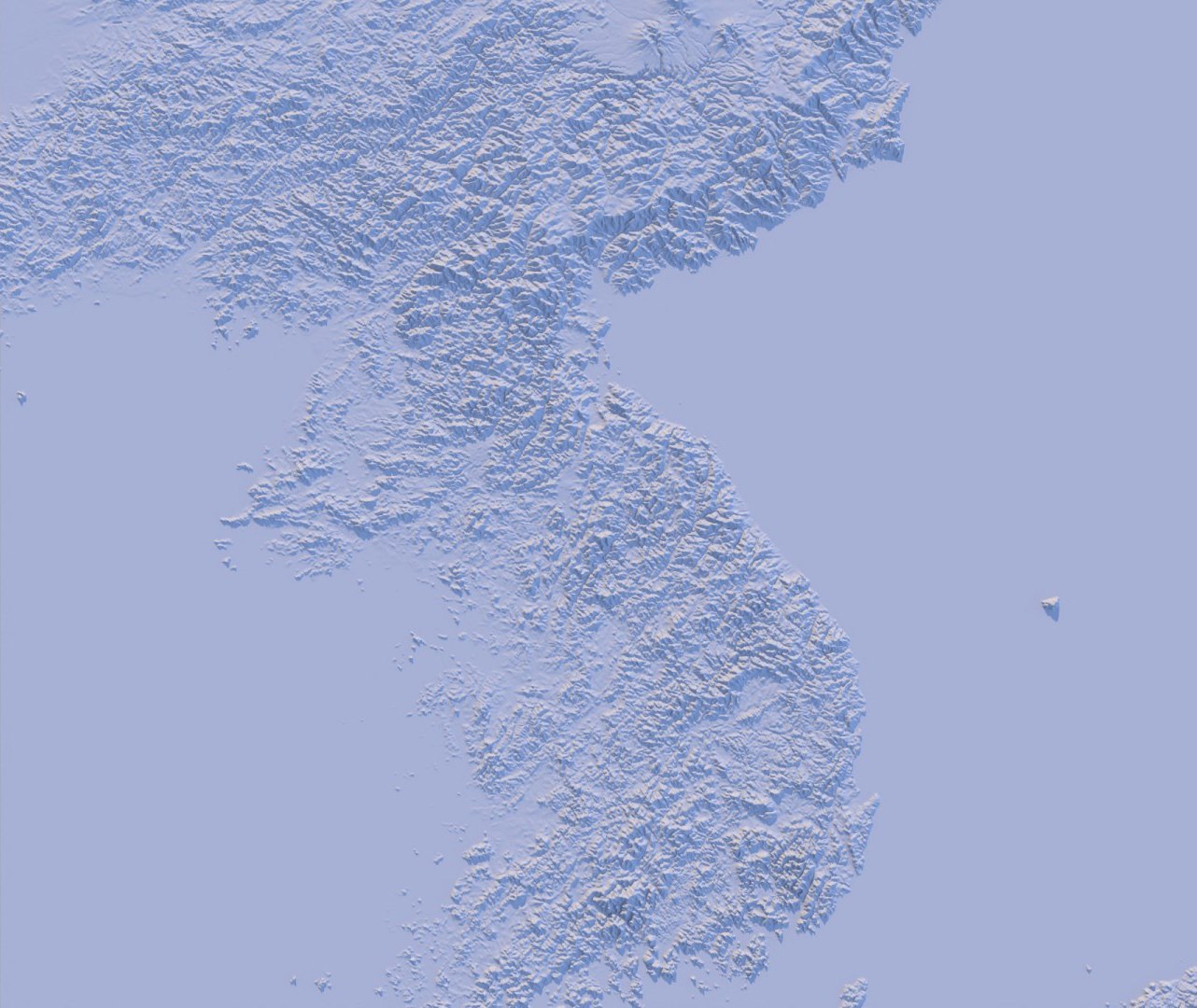 3D KOREAN PENINSULA Map - 19K Realistic Satellite Terrain - Elevation ...