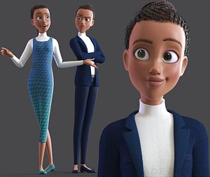 Cartoon Afro Mother - Toon Rigged Woman