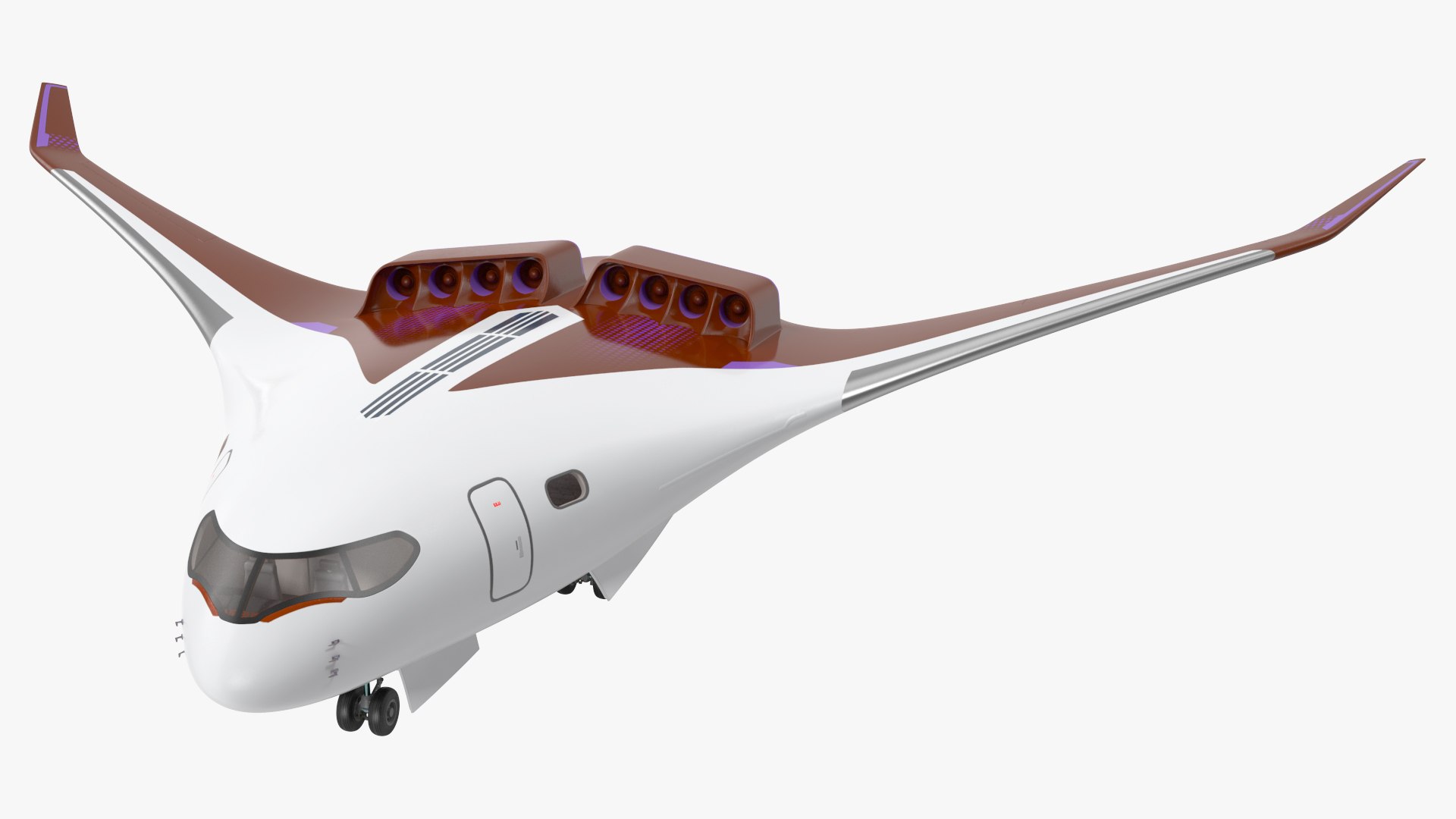 Ecological Aircraft Blended-Wing Body Rigged 3D model preview