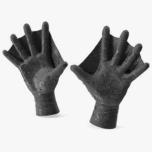 3D model Darkfin Webbed Power Swimming Gloves Wet Rigged for Maya