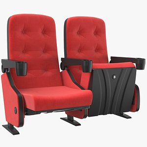 Detailed Theater Cinema Chair Red 3D model