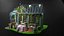 Cartoon tea shop and green house
