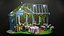 Cartoon tea shop and green house
