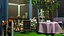 Cartoon tea shop and green house