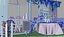 Cartoon tea shop and green house