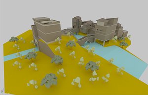 3D historic river village
