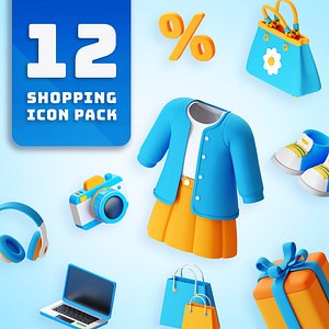 3D 12 Shopping Icon Set
