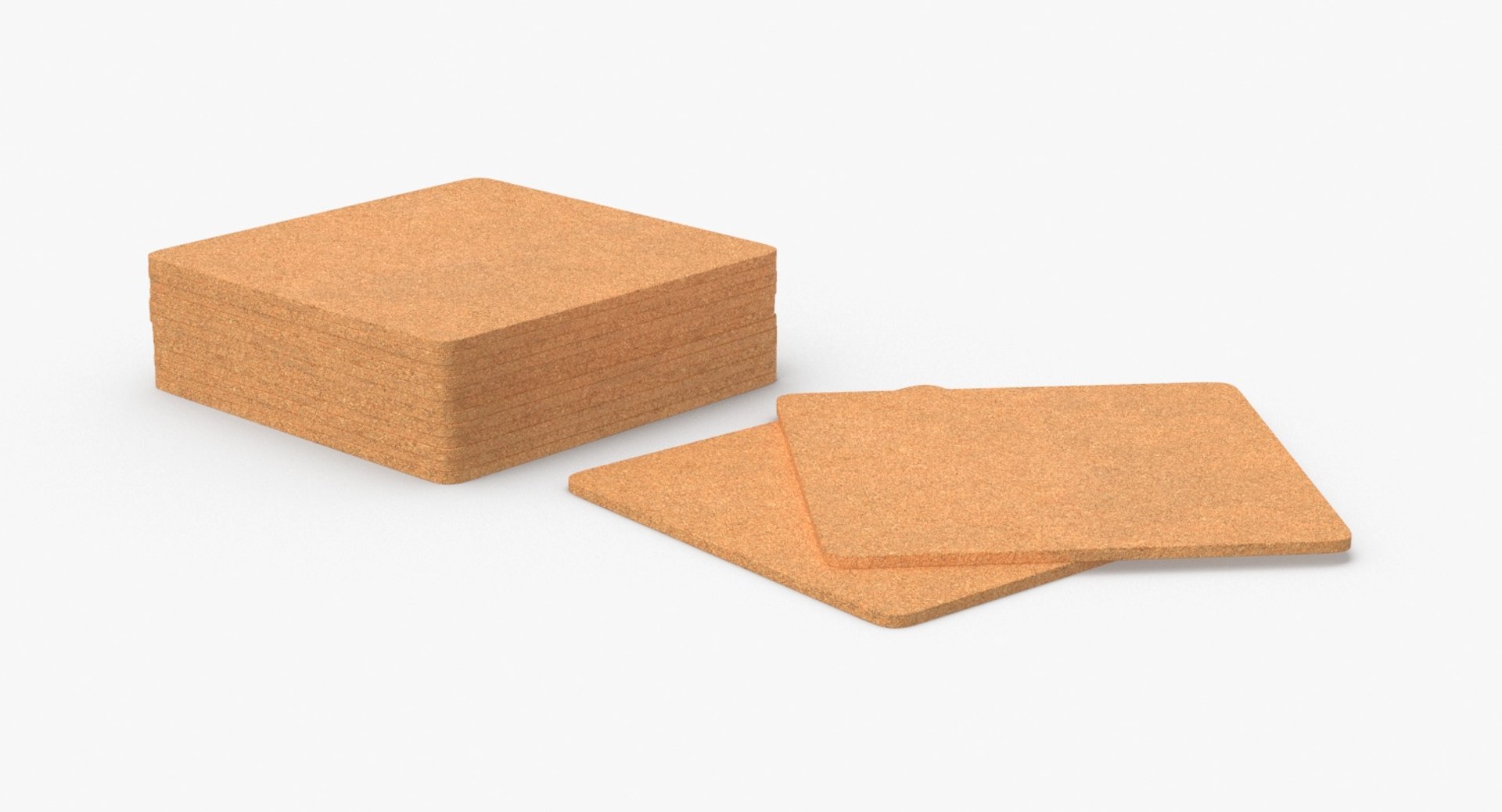 3D Cork-coasters---square-set Model - TurboSquid 1164408