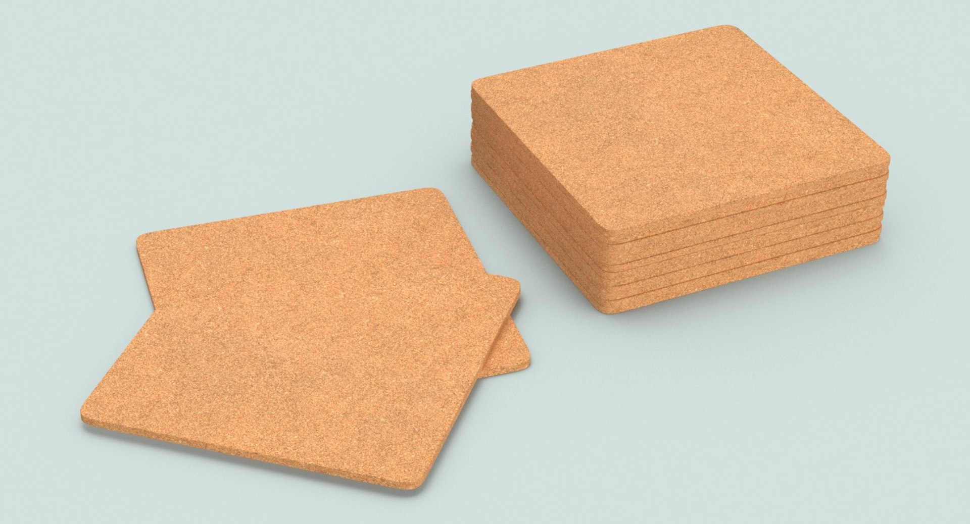 3D Cork-coasters---square-set Model - TurboSquid 1164408