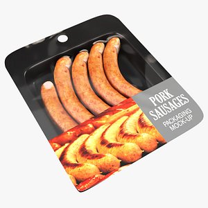 Pork sausages thin with packaging 01