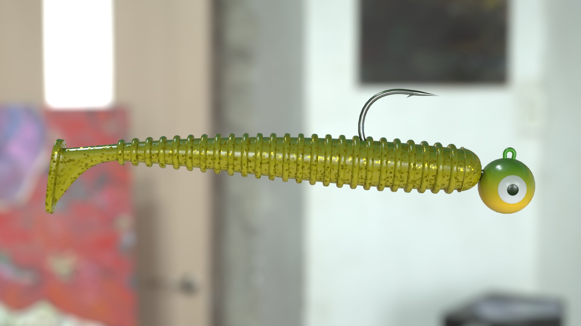 3D model Jelly Worm Fishing Lure 07 TurboSquid 1979679
