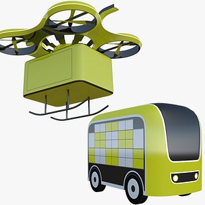 3D Delivery drone and car model