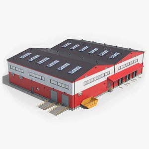 3D model Red Industrial Building 28
